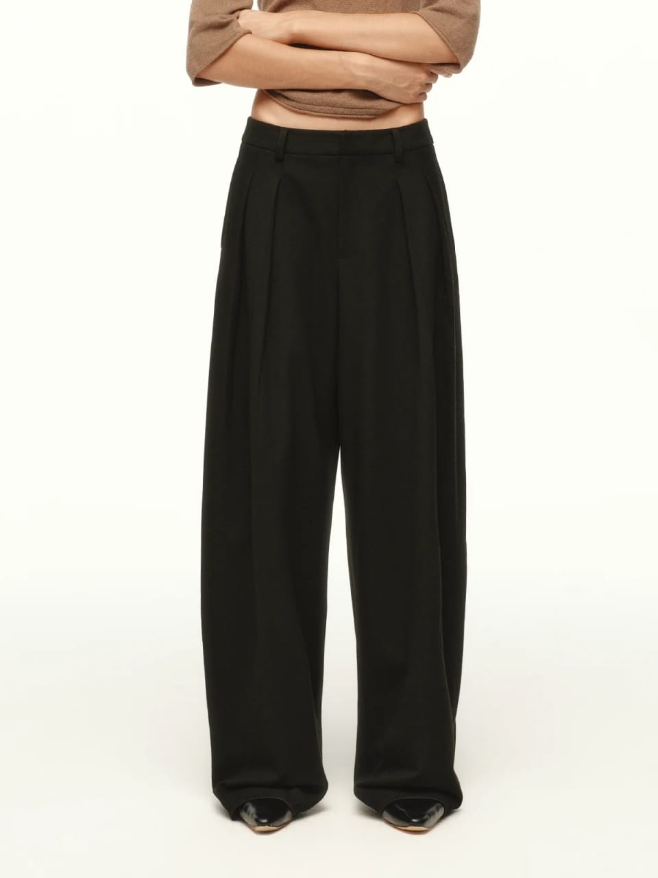 Pleated wool-blend wide trousers, Tailoring